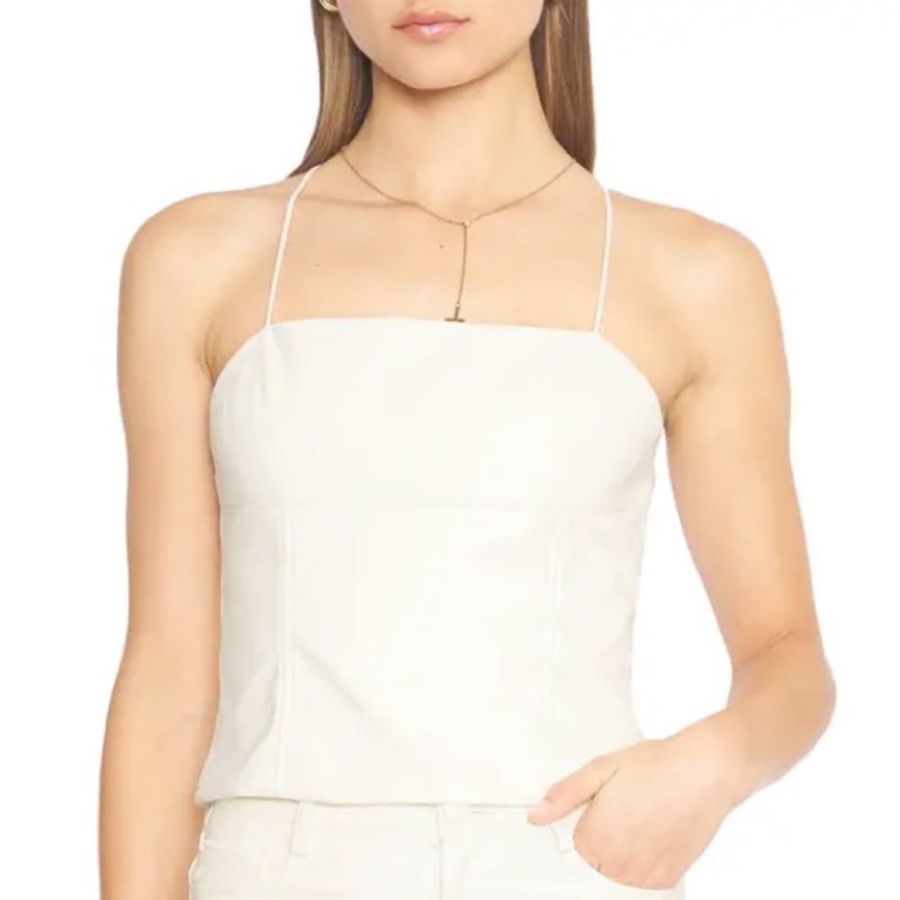 White Leather Tank Top - Spaghetti Strap
